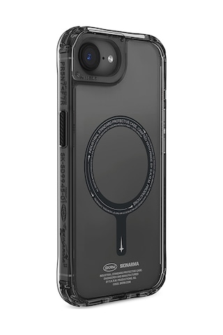 İphone 16e Uyumlu Kılıf M-safe Şarj Özellikli Şeffaf Airbag Tasarımlı Skinarma Saido Kapak Siyah Siyah