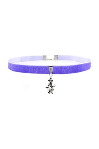 Mor Renk Ayıcık Choker Kolye Gümüş