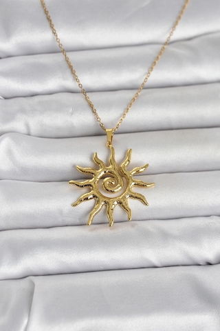 316l Çelik Gold Renk Bohem Güneş Model Kadın Kolye Karışık Renk