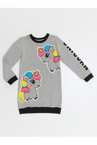 Unicorn Kız Çocuk Gri Sweat Elbise