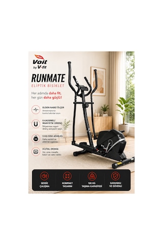 Voit V-Fit By Runmate Selesiz Manyetik Eliptik Bisiklet | Sessiz Çalışan, Elden Nabız Ölçerli