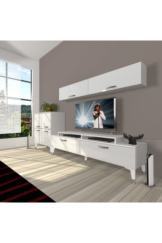 Decoraktiv Ekoflex 6y Slm Silver Tv Ünitesi Tv Sehpası Beyaz