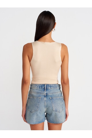 Dilvin 72005 Paçası Dikişsiz Kısa Denim Şort-tint Tint