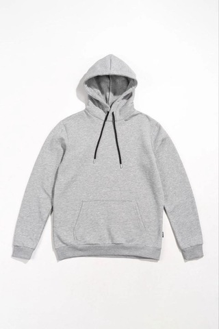 Mbb E-ticaret Kadın Kapüşonlu Kanguru Cepli 3 İplik Pamuklu Oversize Hoodie Sweatshirt - Gri