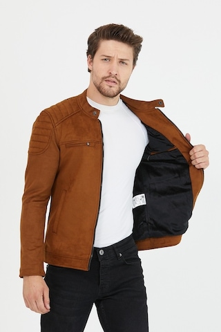 Erkek Taba Dar Kesim Süet Ceket Mont-Taba