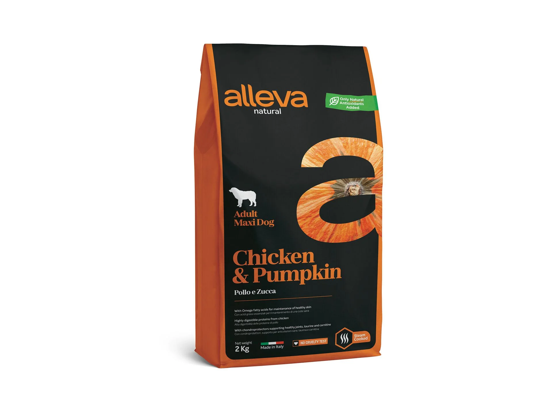 Alleva Natural Tavuk & Balkabağı Düşük Tahıllı Maxi Yetişkin Irk Köpek Maması 2 Kg