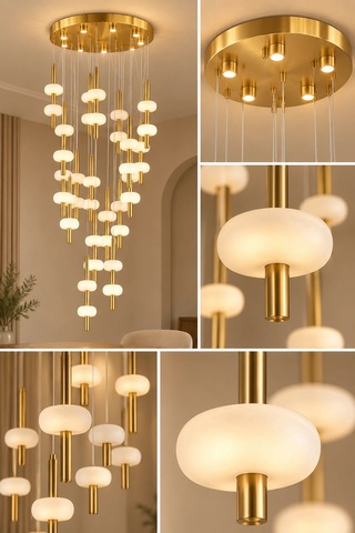 Modern Premium Gold Led Sarkıt Avize Dekoratif Lüks Salon Otel Hol Aydınlatma Avizesi 154w