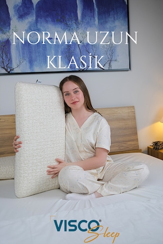 Visco Yastık Norma Uzun Klasik Ergonomik Keten Kılıflı 80x40x12cm