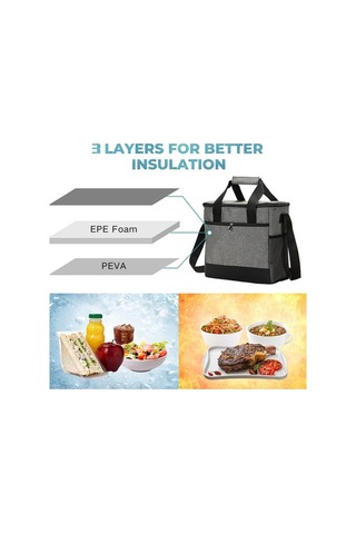 Pazly Taşınabilir Isı Yalıtımlı Öğle Yemeği Çantası - İş & Kamp İçin Siyah Siyah