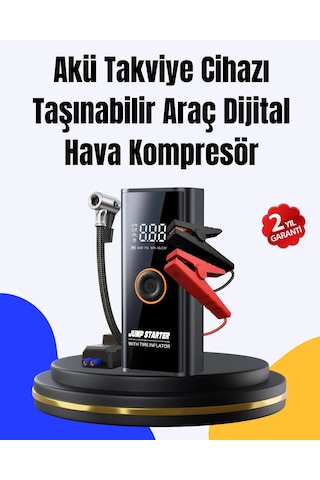 Kargo Sos Fenerli Akü Takviye Cihazı Dijital Kompresör Powerbank Najmaddin