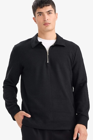 Defacto Regular Fit Polo Yaka Yarım Fermuarlı Sweatshirt F2802ax25aubk81 Siyah-bk81