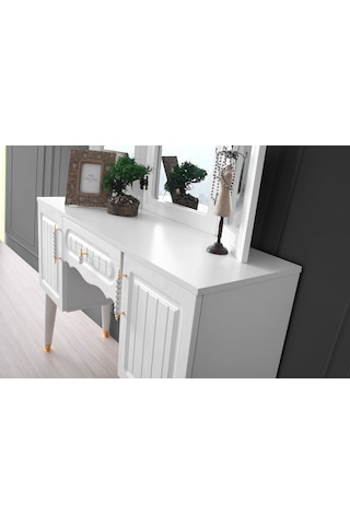 Riga Şifonyer-makyaj Masası-aynalı-mdf-beyaz Beyaz