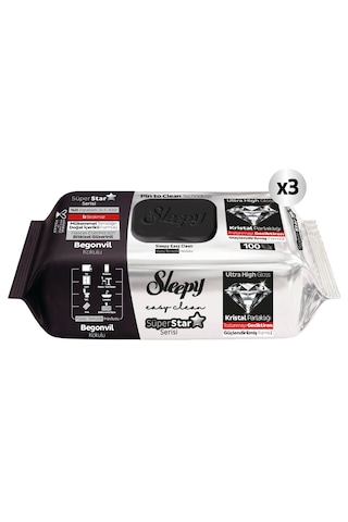 Sleepy Easy Clean Süperstar Yüzey Temizlik Havlusu Mendili Begonvil 3x100 300 Yaprak Beyaz
