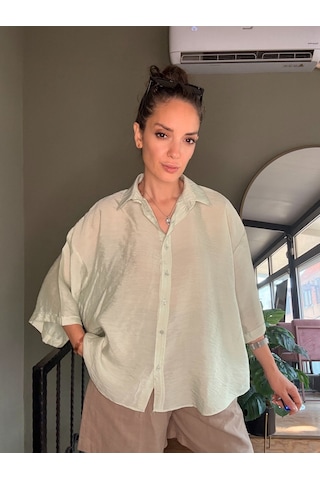 Ali Butik Çağla Kısa Kollu Rahat Kalıp Dökümlü Gömlek
