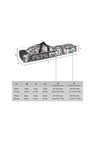 120 Cm/150 Cm 3 Katmanlar Balıkçılık Çanta Taşınabilir Ağaç Kamuflajı