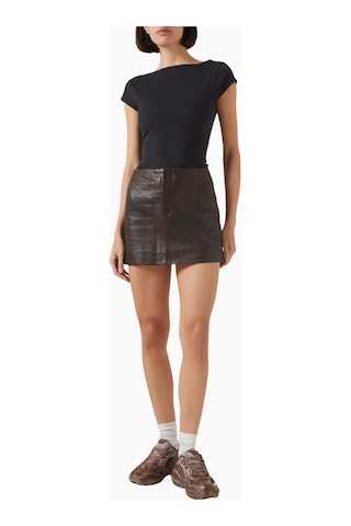 Represent Drive Mini Skirt, Lüks Bubble Deri Mini Etek İle Modern Şıklık Kahverengi
