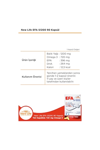 New Life Efa S-1200 Mg 90 Kapsül 2 Adet