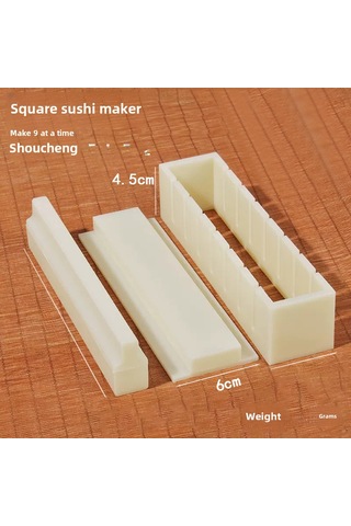 Youmex 3'lü Beyaz Küçük Kare Sushi Kalıbı Seti - Evde Profesyonel Sushi Şekilleri İçin Dayanıklı Plastik Aletler Beyaz