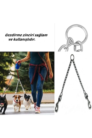 Nunbell Professional Zincir İkili Köpek Yürüyüş Gezdirme Tasma Bağlantısı Siyah