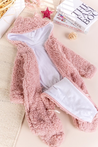 Kapüşonlu Ayıcık Fiğürlü Welsoft Peluş Kışlık Kız/erkek Bebek Tulum Gülkurusu