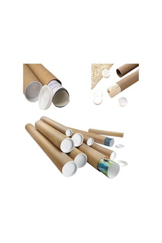 Postüp Karton Silindir Kutu - Ambalaj 125 X 7,6 Cm Kapaklı - 10 Adet 10 Adet