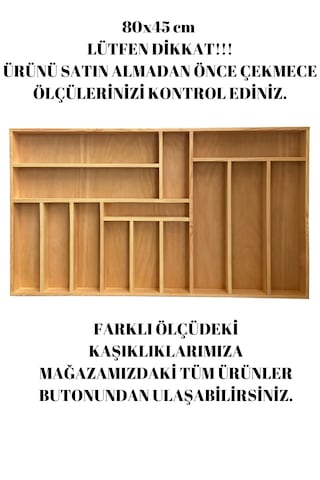 80x45 Cm Masif Ahşap Kaşıklık Çekmece İçi Yemek Takımı Ve Servis Gereçleri Düzenleyici Organizer