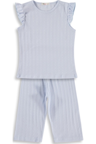 Civil Girls Kaprili 10-13 Yaş Pijama Takımı - Mavi Açık Mavi