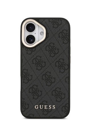 Apple Uyumlu iPhone 17 Kılıf Guess Lisanslı M-safe Şarj Özellikli Askılı Ve 4g Logo Kartlıklı Kapak Siyah Siyah