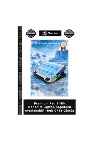Premium Fan Birlik Donanım Laptop Soğutucu Ayarlanabilir Rgb Cf11 Gümüş