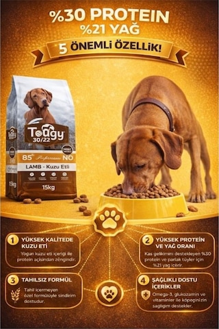 Tougy Kuzulu Yetişkin Köpek Maması 15 Kg