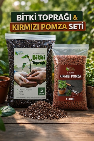 Bitki Toprağı & Kırmızı Pomza Seti 5 L Bitki Toprağı + 1 L Ponza Organik Cocopeat İçerikli Diğer