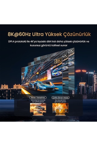 Veggieg Type-c To Dp Kablo 8k 60hz 4k 240hz Hdr Arc 48gbps Örgülü Çift Yönlü Görüntü Kablosu 1 Metre