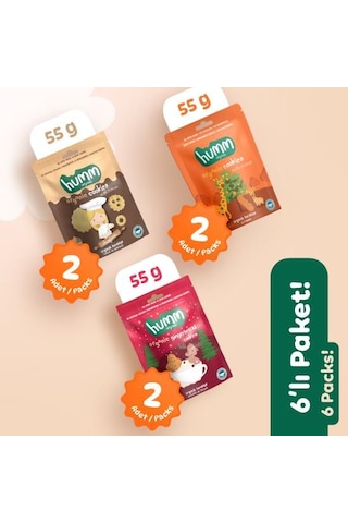 Organik Vegan Zencefilli Tahinli Ve Portakallı Tatlı Kurabiyeler Atıştırmalık Paketi - 6 Adet 3 Çeşit 320 G