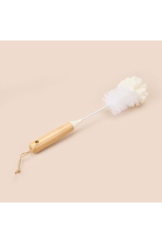 Kpm Bambu Saplı Matara Fırçası - Beyaz - 31,5 Cm