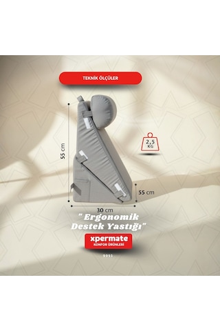 Ergonomik Destek Yastığı Baş, Sırt, Bel Ve Bacak Desteği Gri