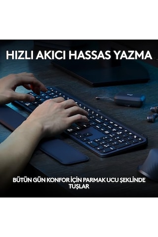 Mx Keys S Kablosuz Klavye, Düşük Profil, Akıcı Hassas Sessiz Yazma, Programlanabilir Tuşlar, Arkadan Aydınlatma,