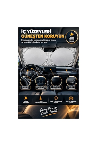 Robeve Araç Ön Cam Güneşliği Katlanabilir Reflektif Tasarım - Güneş Ve Isı Koruyucu Oto Güneşlik, Direksiyon Torpido Konsol Koruyucu Araba Aksesuarı Araba Güneşlik Araç Güneşlik Oto Perde Araç Perde