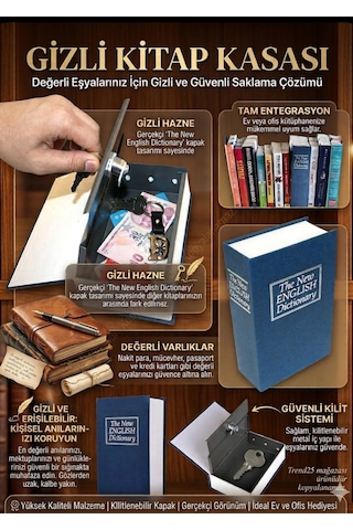 Premıum Boy Kitap Görünümlü Gizli Kasa