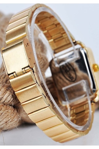 Minimal Kare Kasa Gold Kadran Roma Rakamlı Genç Kız Kadın Kol Saat Altın
