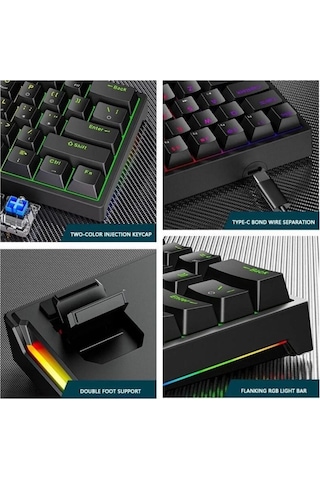 Lord Blue Switch Mini Rgb Oyun Klavyesi Gaming Mekanik 62 Tuşlu 18 Rgb Led Usb Type-c Kablo C60