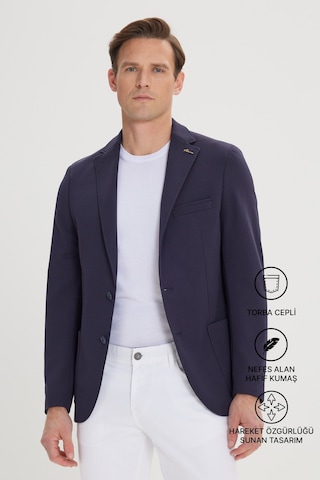 AC&Co / Altınyıldız Classics Erkek Lacivert Slim Fit Dar Kesim Mono Yaka Casual Ceket 4A0422100018LAC586N Lacivert