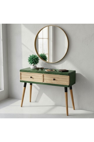 Mobenta Stria Entry: Modern Masif Dresuar 2 Çekmeceli Antre Konsolu - 120x31 Ye-bz Yeşil-krem