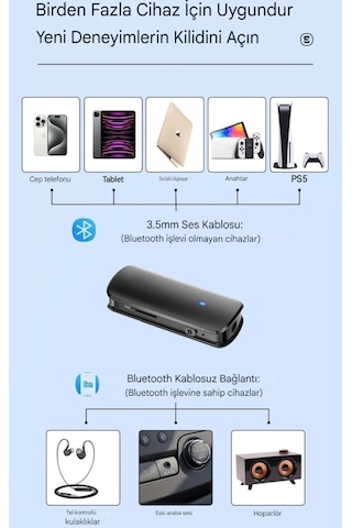 Bt09 Bluetooth 5.3 Araç Kiti Çok Fonsiyonlu 3.5mm Ses Aux Jack
