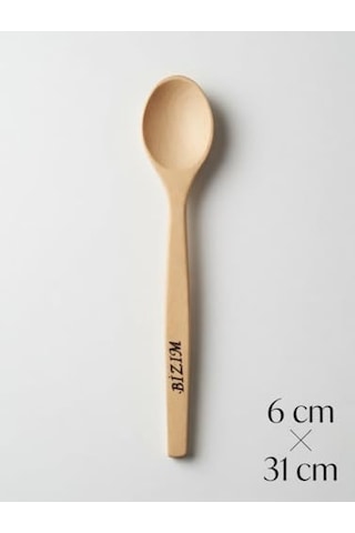 Bizim Şimşir Ağacı Servis Kaşığı, Doğal Ahşap, 31 Cm Uzun Saplı, El Yapımı, Mutfak Karıştırıcı Kaşık