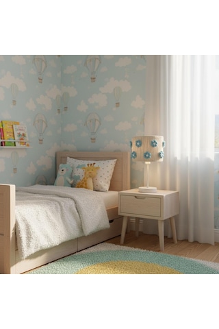 Elizim Home Lighting Makrome Papatyalı Abajur Mavi