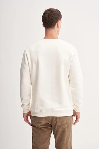 Cazador Kalın Diyagonal Dokulu %100 Pamuk 3 İplik Regular Fit Sweatshirt 25k Ekru