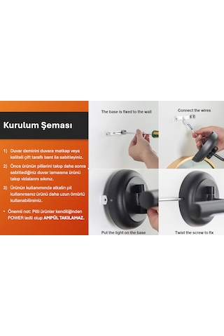 Modern Kablosuz Tak Çalıştır Ledli Pilli Aplik Eskitme Gold Eskitme