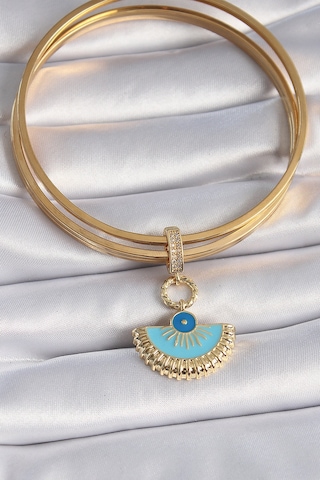 Gold Renk Nazar Boncuklu Ajda Charm - Ebj241109w28980 Renkli