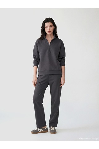 Lcw Comfort Antrasit Dik Yaka Soft Touch Kadın Sweatshirt