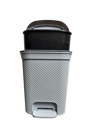 Hobby Life Diamond Elmas Pedallı Basmalı Çöp Kutusu Kovası - 6,5 Litre - Gri - 19x25x30 Cm. -1 Adet Gri